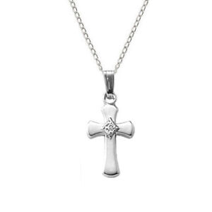 ... about Sterling Silver Child or Baby Diamond Cross Pendant Necklace