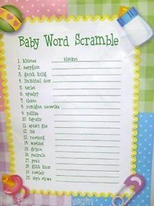 Details about Lot of 24 Sheets BABY SHOWER Activity GAME Word Scramble ...