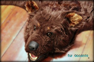 bear skin rug fake fur accents cabin faux taxidermy brown log rugs animal