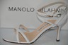 Pre-owned Manolo Blahnik Pippo Crisp White Leather Shoes Strappy Sandals 40.5 Wedding
