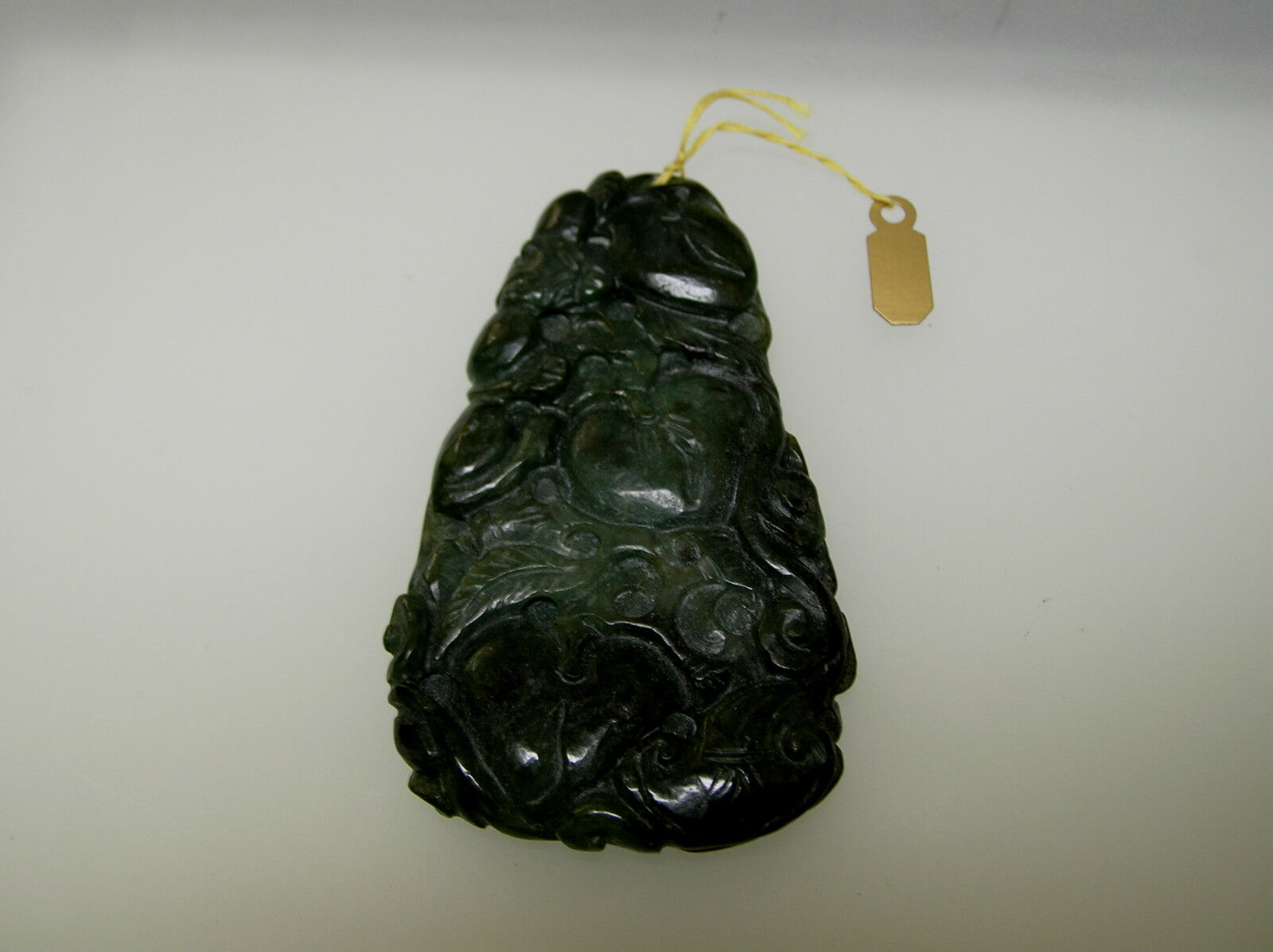 Natural Chinese antique old Jade vintage carving lucky animal fl