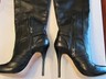 Pre-owned Coach Knee High Black Leather Stilettos - Zipper /straps - 4" Heel - Sizes Listd