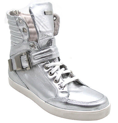 Pre-owned Albano 1013 Women's Fashion High Top Sneakers Silver