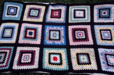 Vintage Handmade Crocheted Granny Square Afghan Throw ...