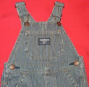 Osh Kosh Bgosh Striped Train Engineer Conductor Overalls Sz 12 Mo~EUC-Free S&H! 