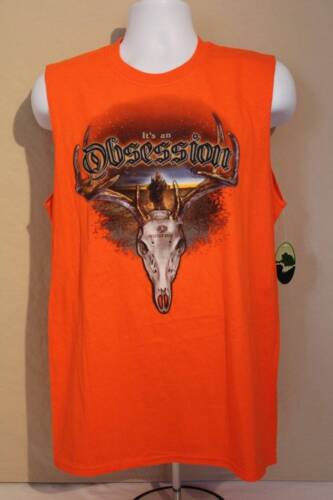Pre-owned Mossy Oak Mens  Tank Top T Shirt Medium Orange Deer Hunting Skull Graphic Tee