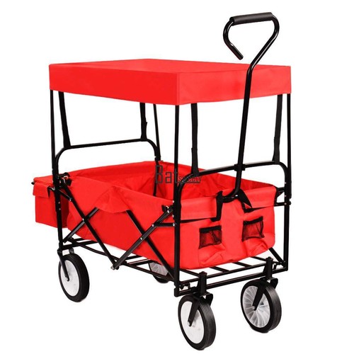 Folding Wagon W/ Canopy Garden Utility Travel ...