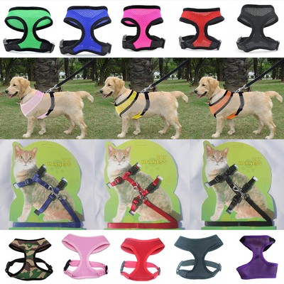 Adjustable Pet Harness Strap Mesh Vest Breathable ...