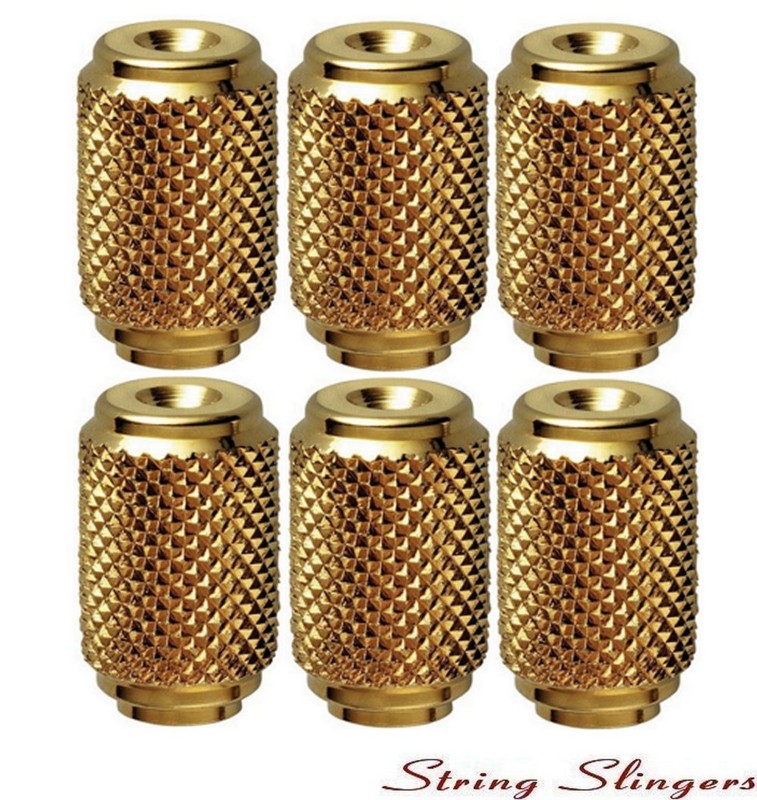 Schaller 6x Replacement Tuner/Machine Head Buttons Knurled Barrel, Gold