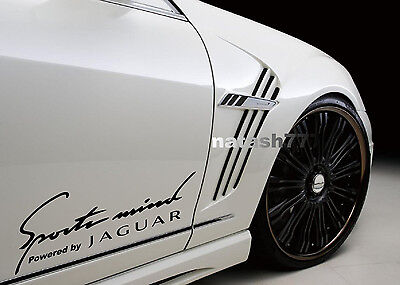 Sports mind Powered by JAGUAR X S Tipe Racing Decal sticker BLACK Pair