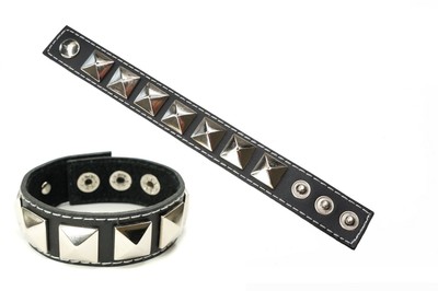 Black Leather Gothic Punk Stud Spike Bracelets Wristbands Cuffs for Men