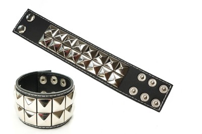 Black Leather Gothic Punk Stud Spike Bracelets Wristbands Cuffs for Men