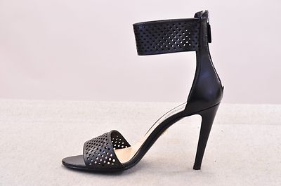 Pre-owned Prada Calz Donna Black Ankle Wrap Leather Open Toe High Heel Made In Italy