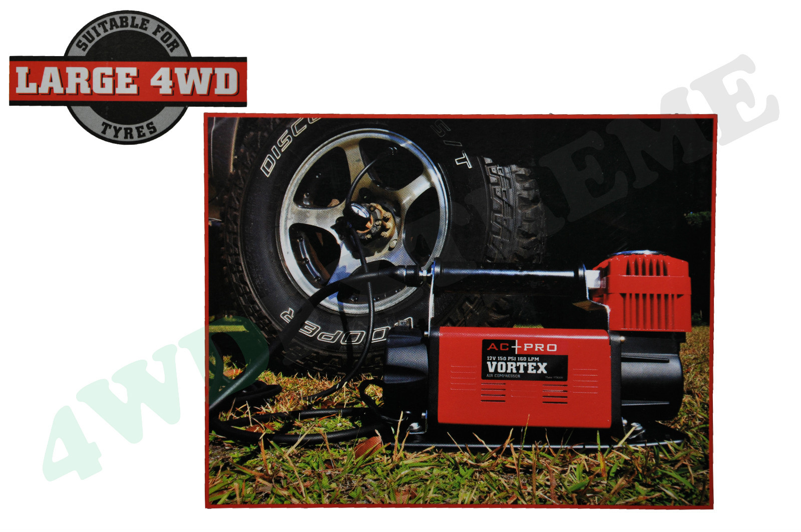 AIR COMPRESSOR 4WD 160LPM VORTEX OFF ROAD PORTABLE TYRE INFLATOR DR 12V