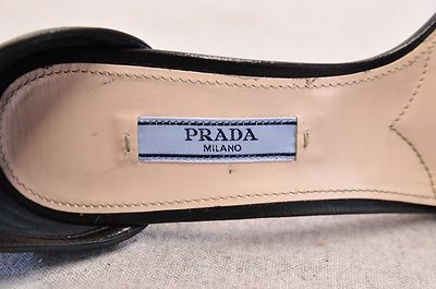 Pre-owned Prada Calz Donna Black Ankle Wrap Leather Open Toe High Heel Made In Italy