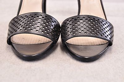 Pre-owned Prada Calz Donna Black Ankle Wrap Leather Open Toe High Heel Made In Italy