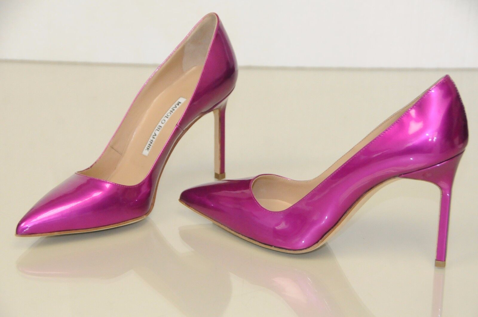 Pre-owned Manolo Blahnik Bb 105 Pink Pearly Patent Shoes Pumps 36 36.5 38.5 39.5 40