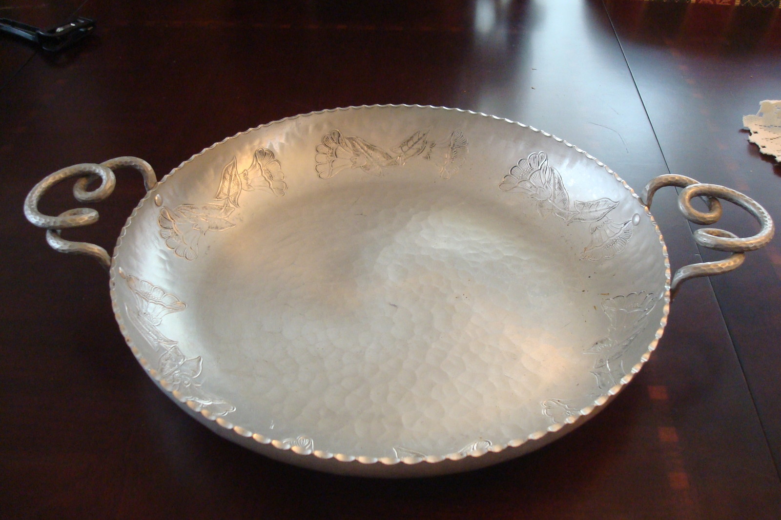 Aluminum Wrought Farberware Brooklyn NY large Serving Tray w Handles[*]