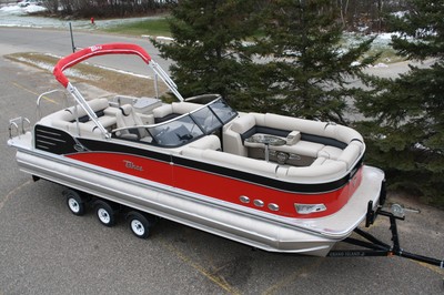 New windshield 27 triple tube pontoon boat with 300 Verado and trailer