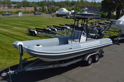 2004 NAUTICA 24 RIB INFLATABLE CATAMARAN, TWIN MERC 115HP OUTBOARDS, W/ TRAILER