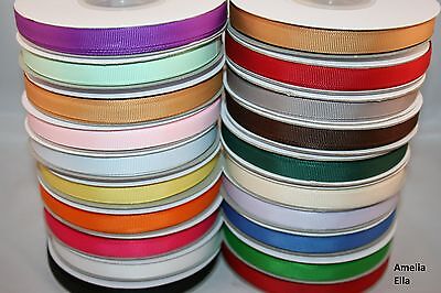 25m Reel Grosgrain Ribbon - 10mm (3/8") width - Various Colours