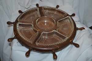  Style SHIP Boat Steering Wheel Lazy Susan Serving Tray Wooden | eBay