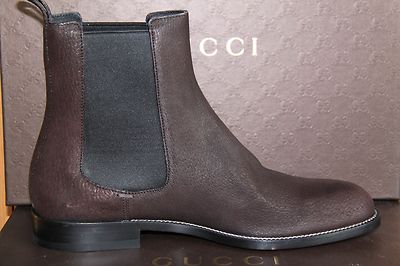 Pre-owned Gucci Men's Suede Leather Ankle Boots Shoes  7-7.5 (us 7.5-8) $600 In Brown