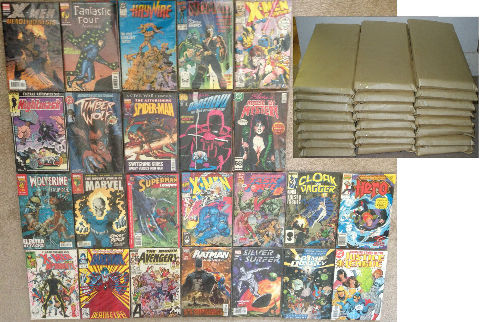 Marvel, DC, etc Comics Mystery Bags. 6 per bag EACH CONTAINS 1 COLLECTABLE
