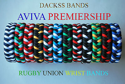 Rugby Union Hand Made Aviva Premiership Teams  550 Paracord WristBand Bracelet