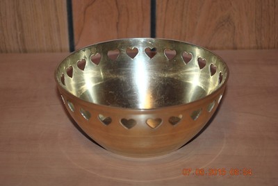 Large Solid Brass Votive Bowl/Dish With Heart ...