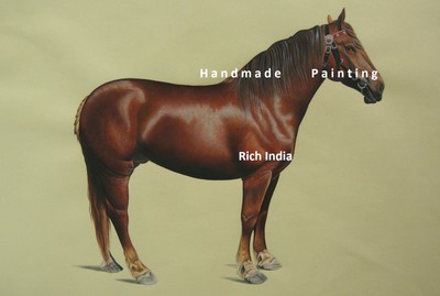Arabian Horse Realistic Painting Water color Handmade Artwork Race court ??????