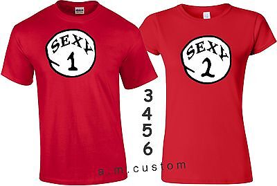 SEXY one and SEXY Two Couple matching funny cute T-Shirts S-4XL