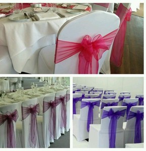 80 White Wedding Lycra chair covers and sashes for HIRE