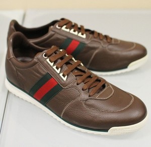 New-Authentic-Gucci-Mens-Leather-Running-Shoes-Sneakers-14G-14-5-Brown