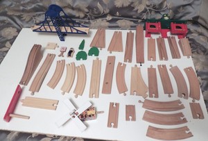 Details about Mixed LOT Brio Thomas Wooden Train Set w Bridge Windwill 