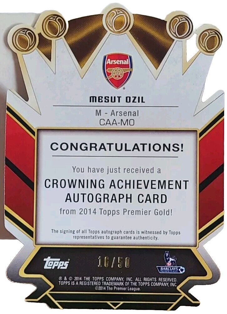 2014-15 Topps English Premier League Gold Crowning Achievement Mesut Ozil 16/50!