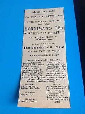L3-2 Ephemera 1903 Advert Horniman's Tea The Best On Earth