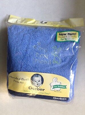 New Gerber Hooded Bath Poncho Towel For Toddlers Blue My Best (Best Baby Hooded Towels)