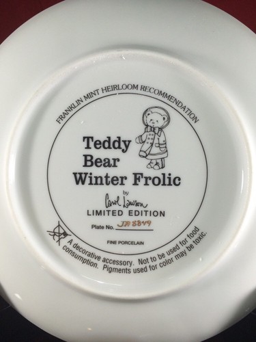 TEDDY BEAR WINTER FROLIC Franklin Mint Heirloom by Carol Lawson