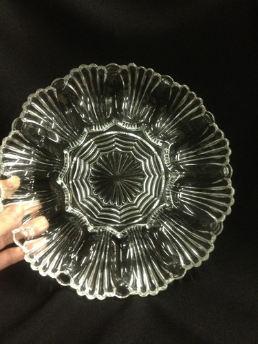 Beautiful  Vintage Deviled Egg Plate Glass
