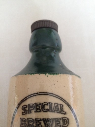 Rare Stoneware Green Top Ginger Beer Bottle Gilbert Rae Dunfermline with Stopper