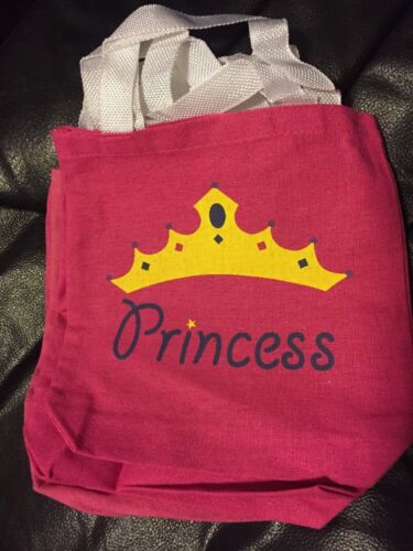 4 Pink Canvas Princess Tote Bags goody bags