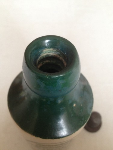 Rare Stoneware Green Top Ginger Beer Bottle Gilbert Rae Dunfermline with Stopper