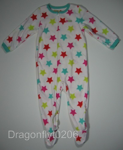 NWT-Carters-Pajamas-size-3T-fleece-blanket-sleeper-footed-white-star-pj