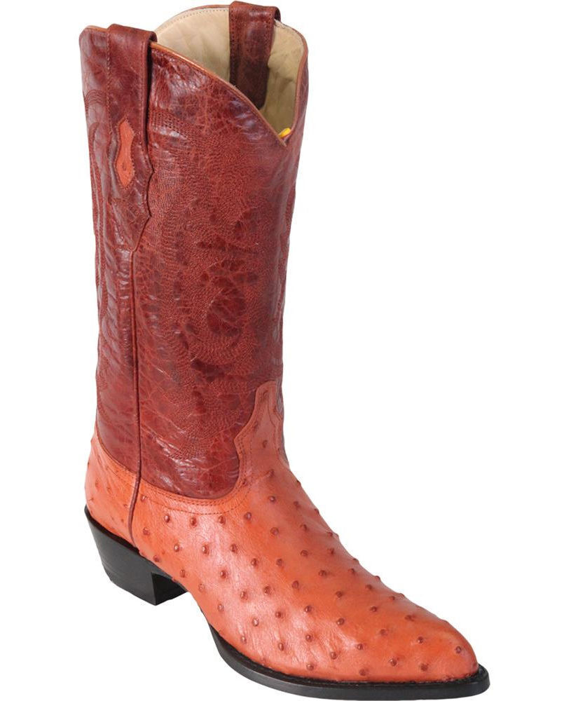 Pre-owned Los Altos Boots Los Altos Men Cognac Genuine Full Quill Ostrich Western Cowboy Boot J-toe (d) In Brown
