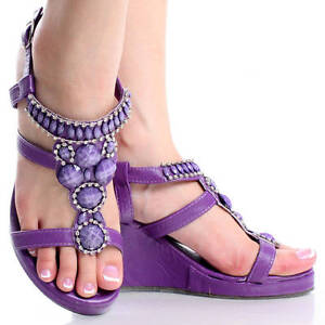 Purple-Summer-Fashion-Beaded-Dress-Sandal-Womens-Platform-Wedge-Shoes ...