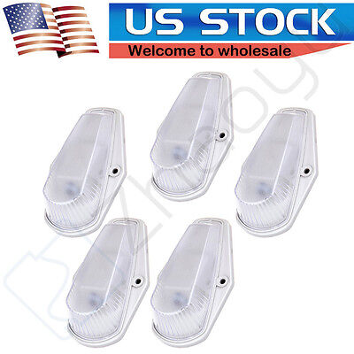 5pcs Clear Cab Roof Running Marker Light Assembly Kit For Ford F-150 F-250 F-350