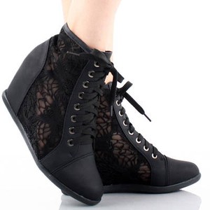 sneakers wedge heel lace cut hidden shoes