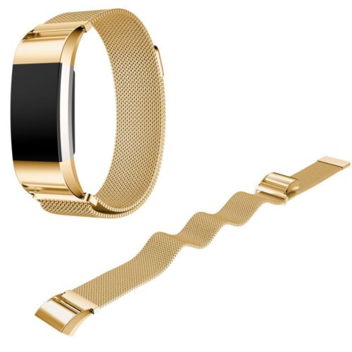 Color:Gold-Magnetic Milanese Loop:Various Luxe Band Replacement Wristband Watch Strap Bracelet For Fitbit Charge 2