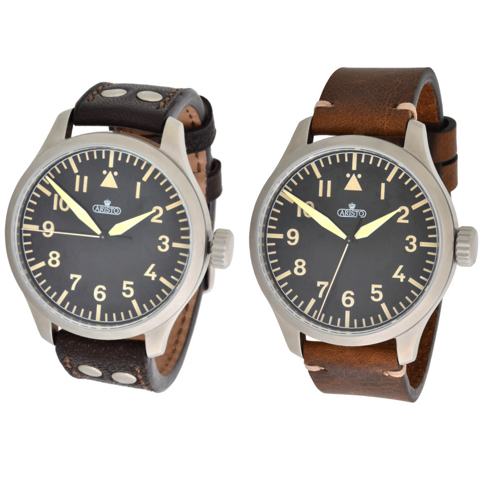 Pre-owned Aristo Xl Automatic 7h96-99 Stainless Steel Leather 5atm Swiss Eta Movement